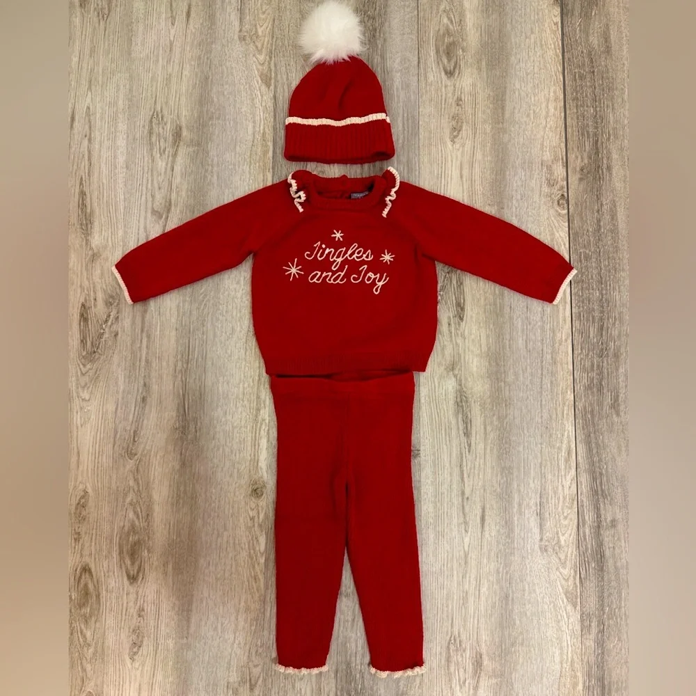 Tahari Baby Girls 12 Month Red Holiday Sweater Outfit